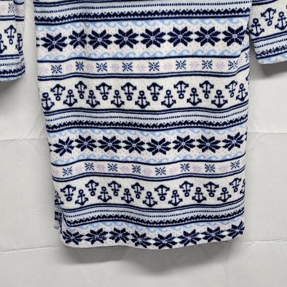 Nautica Womens Sweater Dress Hoodie Size Medium Fleece Anchor Print 3/4 Sleeve - Picture 3 of 14